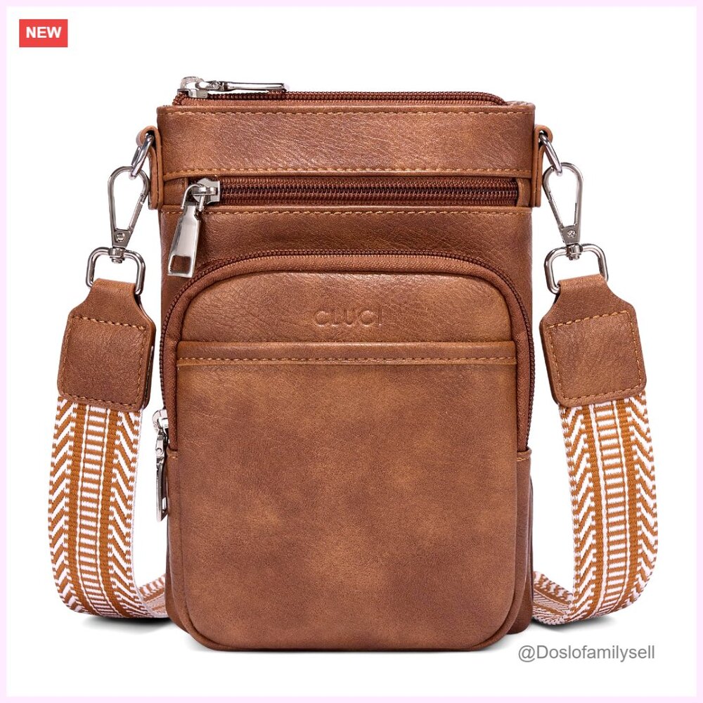 Small Pu Leather Crossbody Bag With Adjustable Strap, 5 Pockets